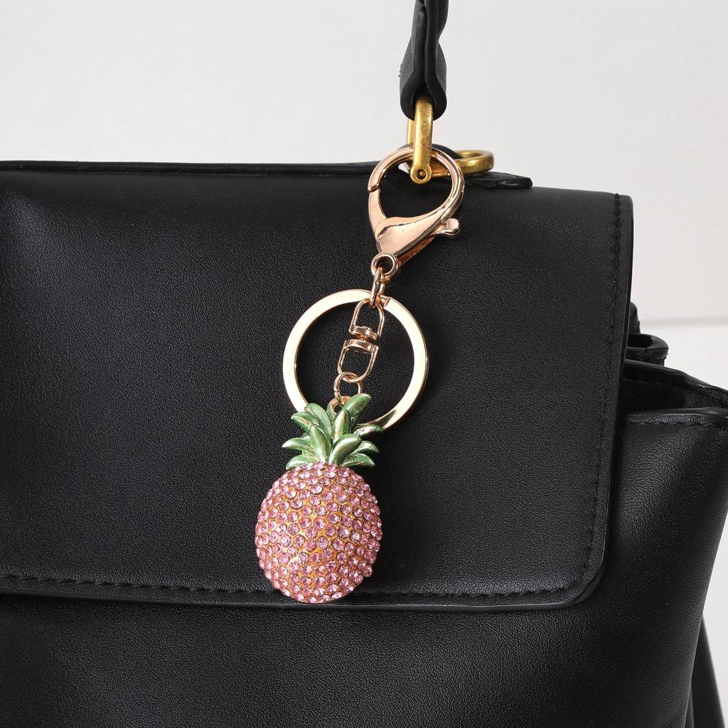 Pineapple Crystal Bag Charm : C-BG-0051-G-PK