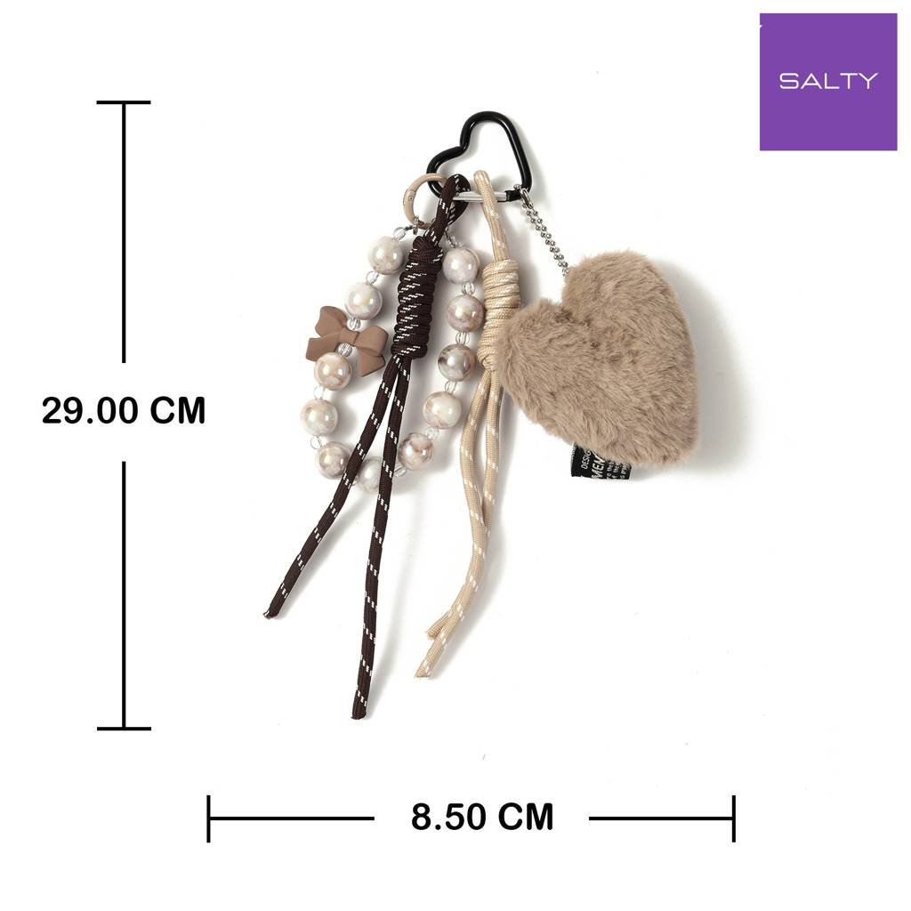 Heart, Beads & Lace Trio Bag Charm : C-BG-0010-BR