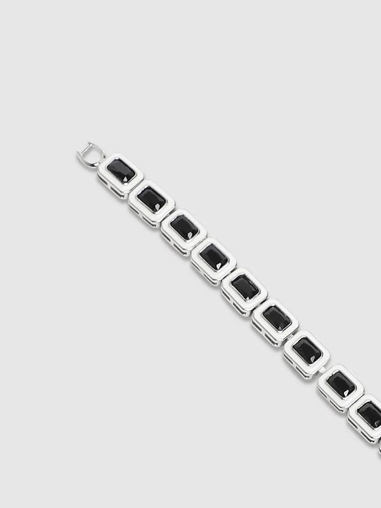 Men'S Contrast Enamel Tennis Bracelet - Black & White : FABR1100