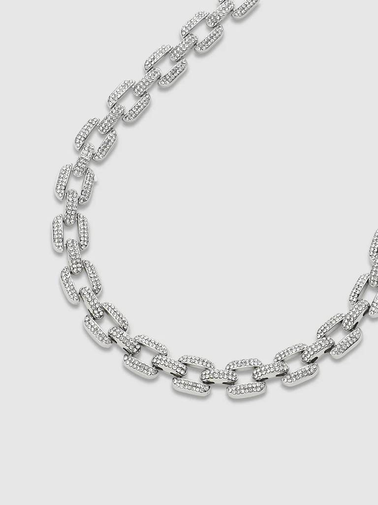 Men'S Embellished Overlay Chain Necklace - Silver : FANC1081