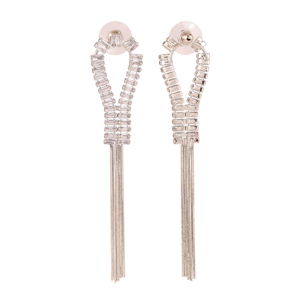 Korean Bling Icy Glamour Tassel Earrings : 8905124563795
