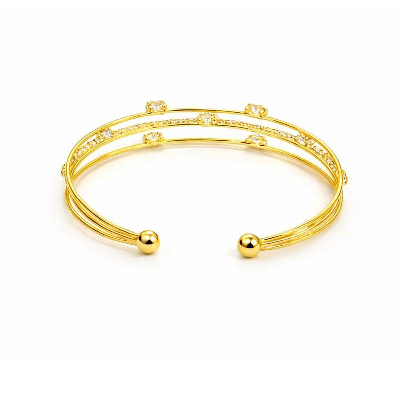 Modern Gold Tone Crystal Cuff Bracelet For Workwear & Party Wear : SZ-002-IGWEBR