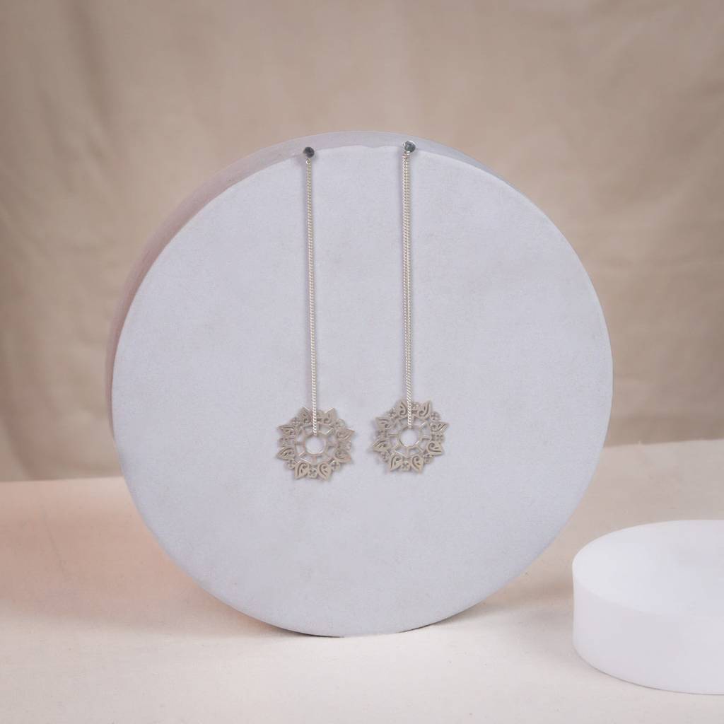 Silver Abstract Filigree Dangler Earring : 88410775