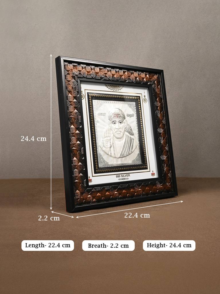 Pure 999 Silver Sai Baba Wall Frame : CZGFT349