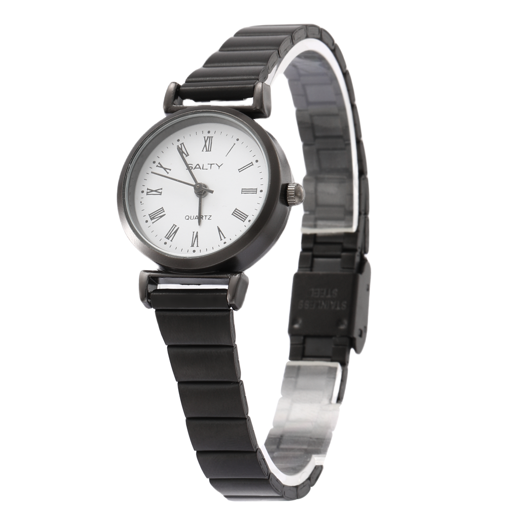 White Dial Round Classic Black Ladies Watch : WT-S-0012-BK-WH