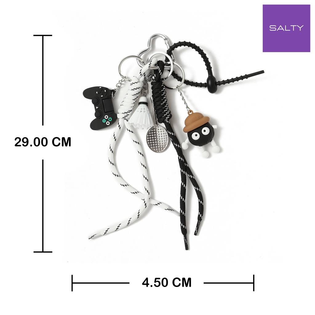 Cute Crochet Black Monster Bag Charm : C-BG-0006-BK-WH