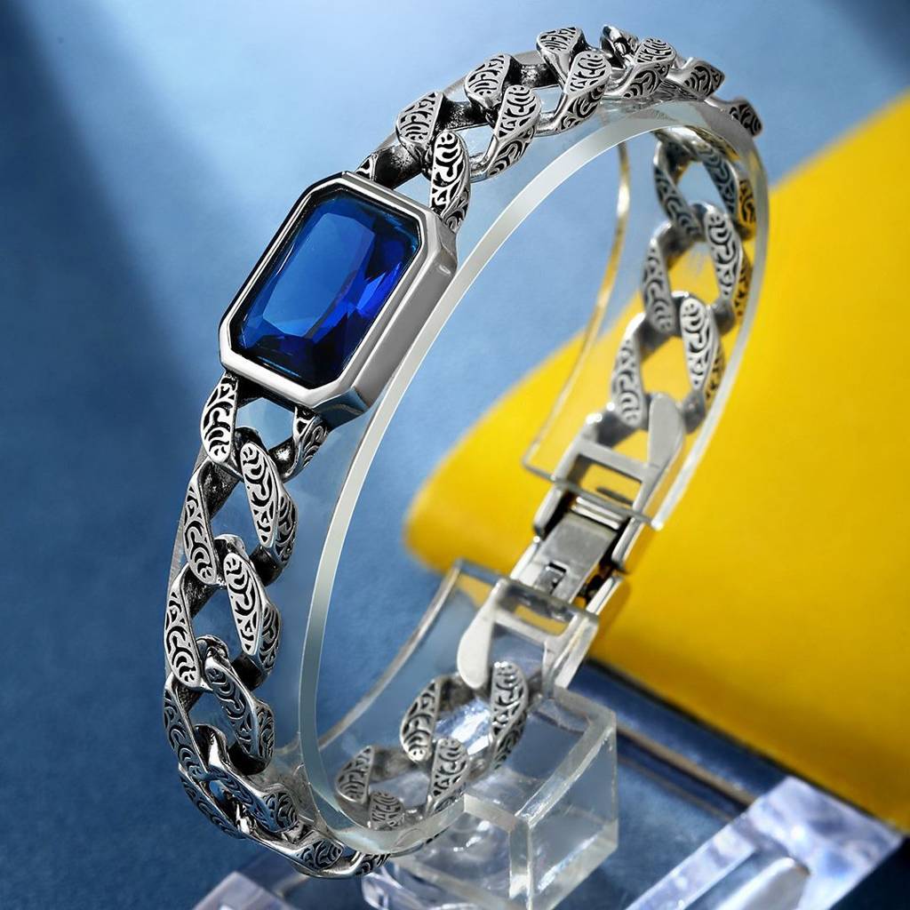 Ocean Breeze Cuban Link Bracelet : MB1S1005-S-BU