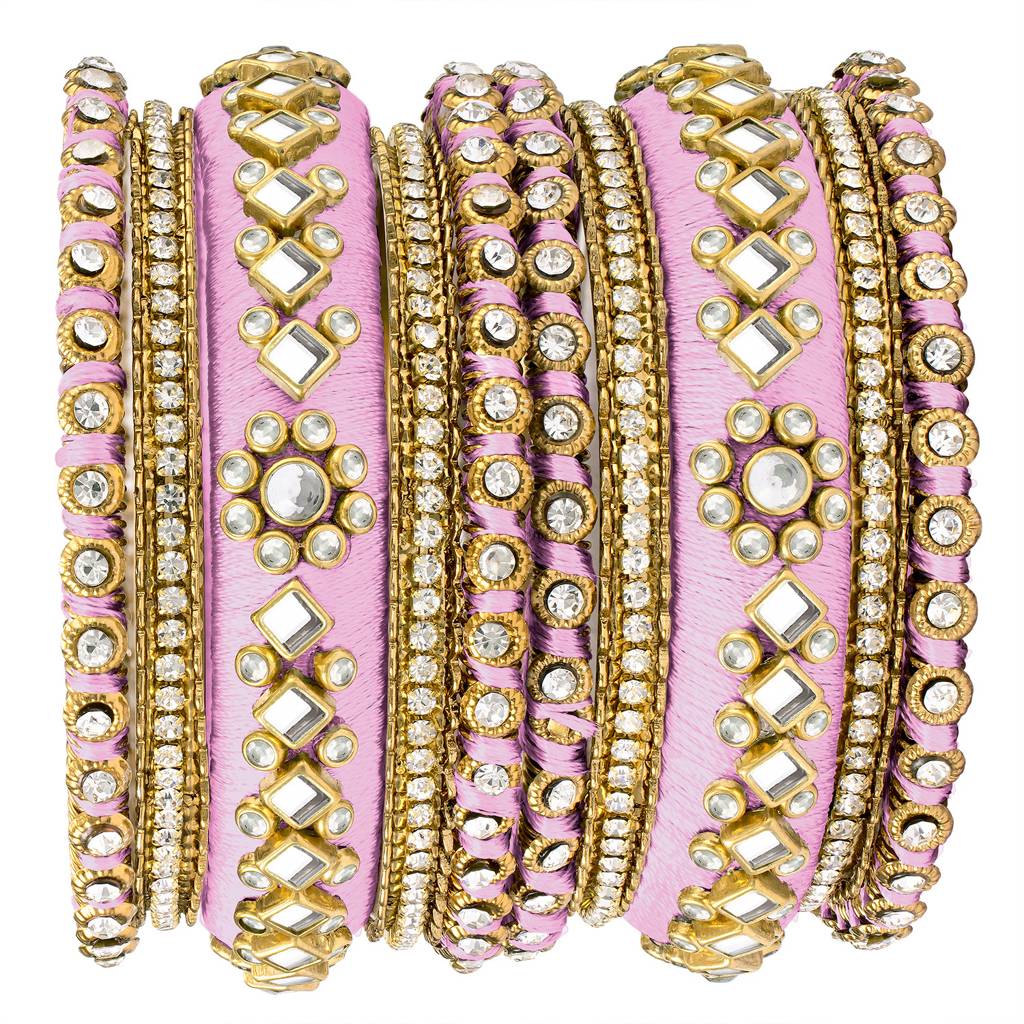 Peora Velvet Matching Fancy Silk Thread Chuda Bangle Set Navratri Gift For Women : PF51B46PKW
