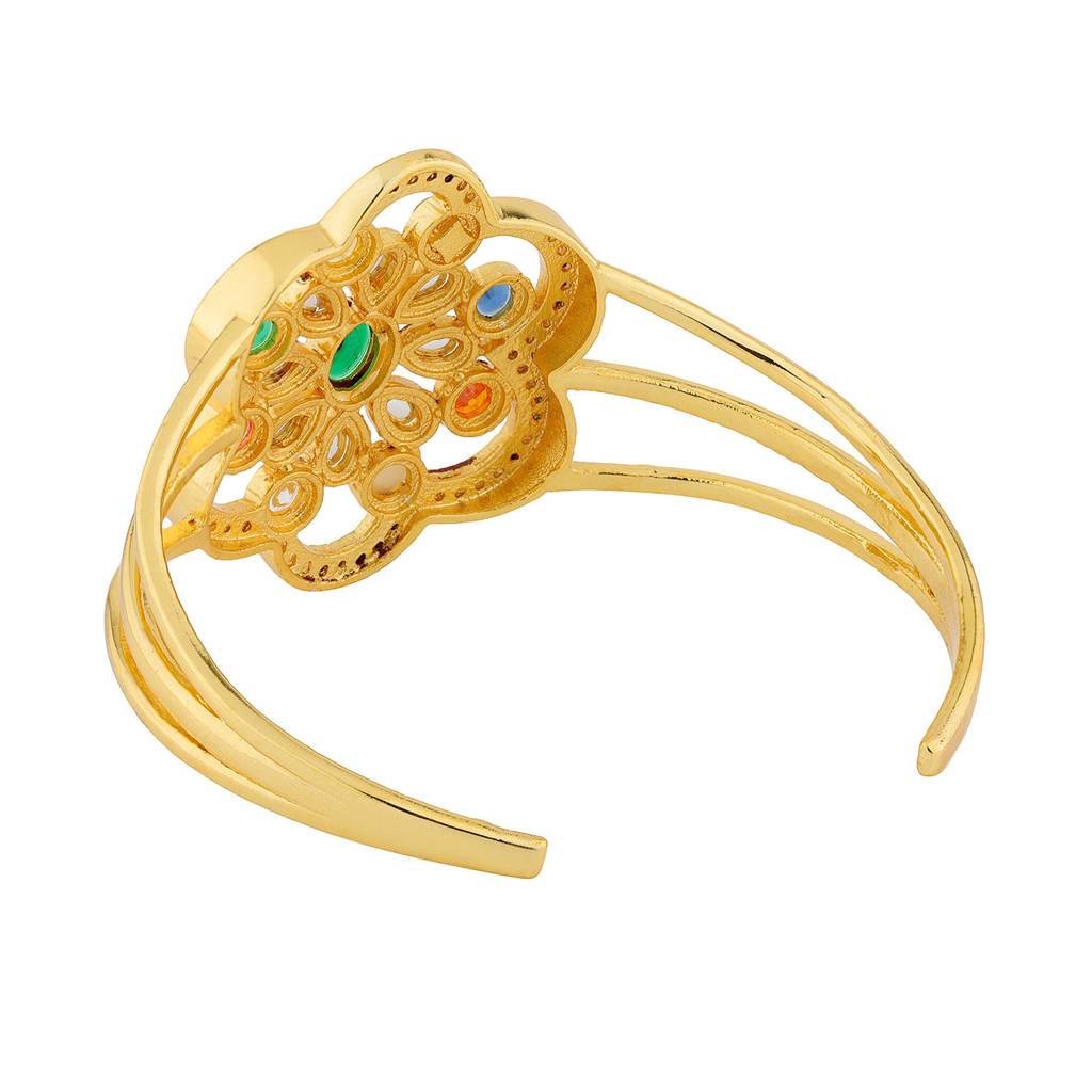 Navratna Blooming Gems Cuff Bangle : 8905124570823