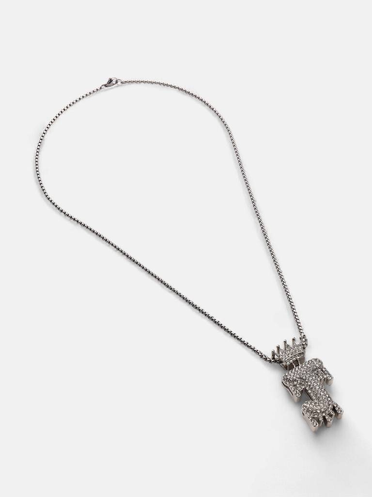 Men'S The Drip Alphabet Pendant Necklace - Metallic Silver : FANC1096-J