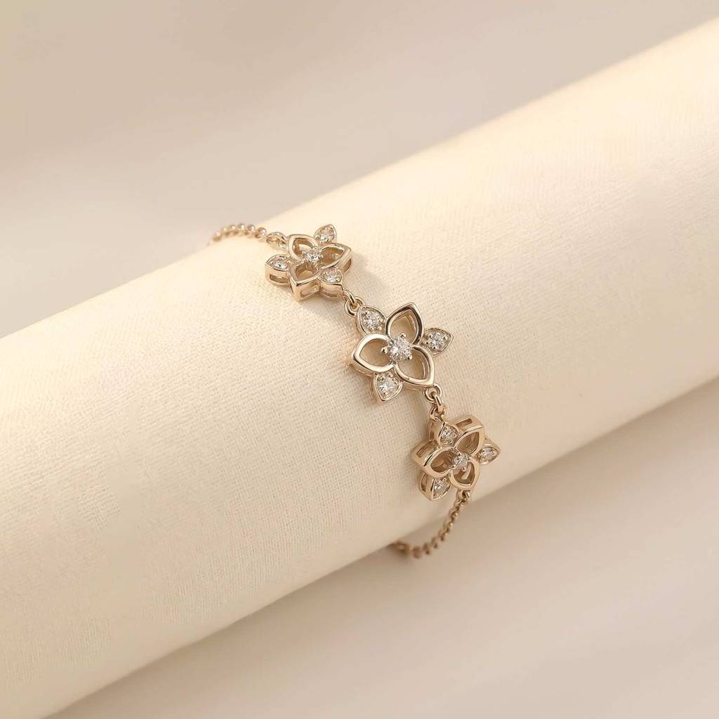 Silver Floral Charm Bracelet : ZLBR-1077