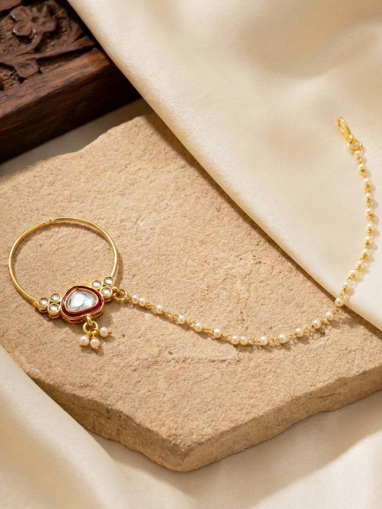 Gold Plated Kundan Maroon Beads Choker Jewellery Set For Women | Maroon Meenakari Bridal Ethnic Necklace Set : 4554-IZS-0003-M