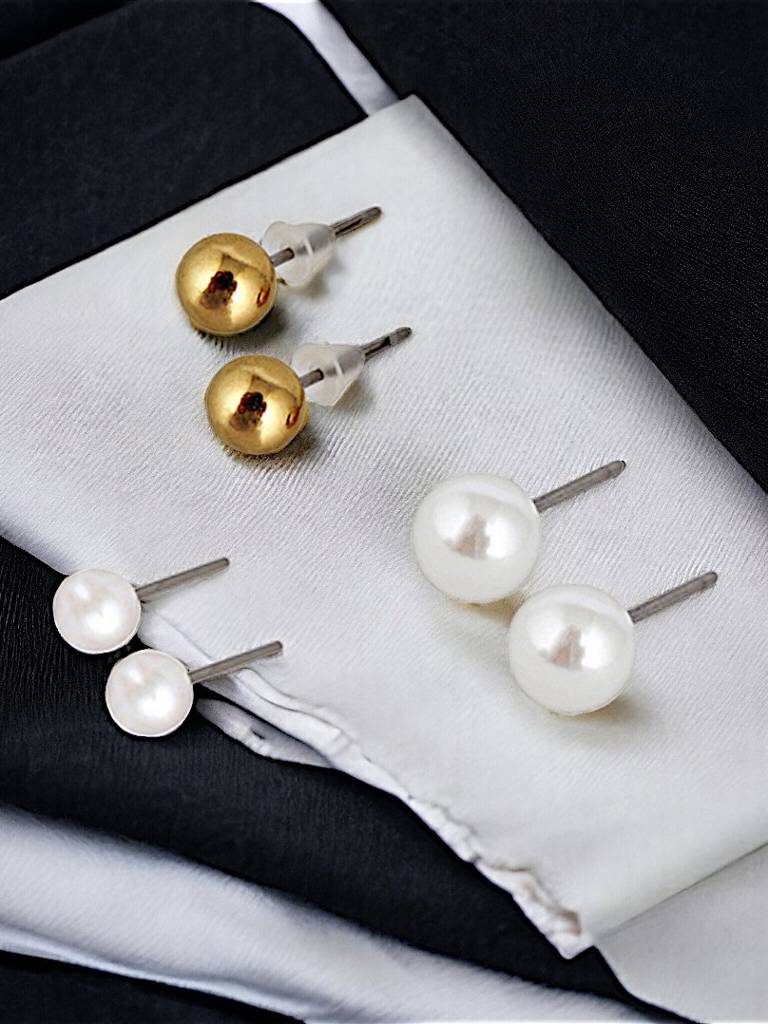 9 Pairs Combo Earrings- Gold Plated Studs, Earcuff And Drops : 195-CHEX-1013B-9