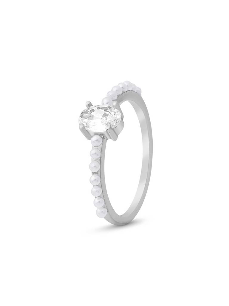 Oval Solitaire Pearl Ring : MVLR2858