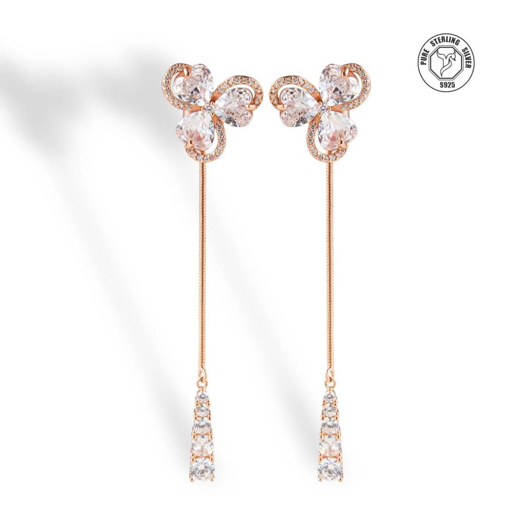 925 Sterling Floral Earrings : TRETL0044Rose