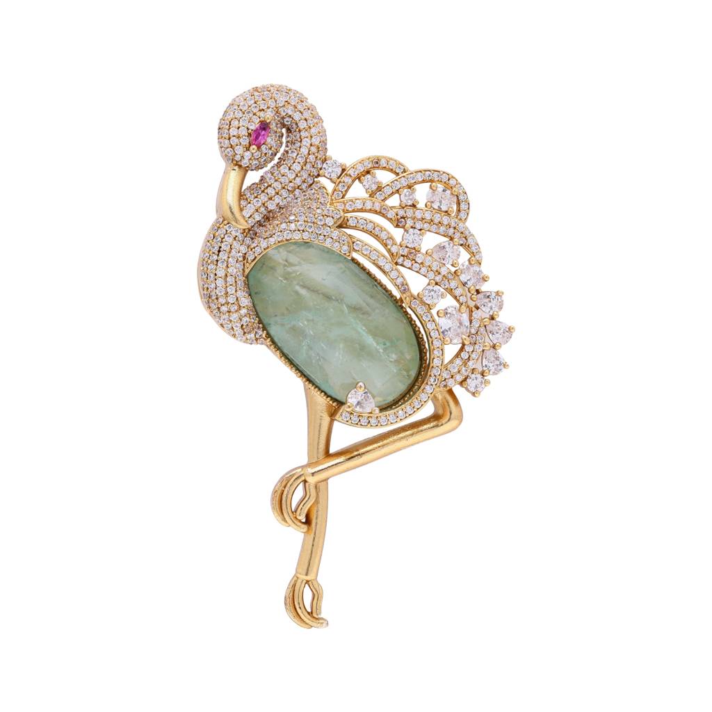 Premium Diamond Studded Unisex Swan Brooch With Hydro : 900007