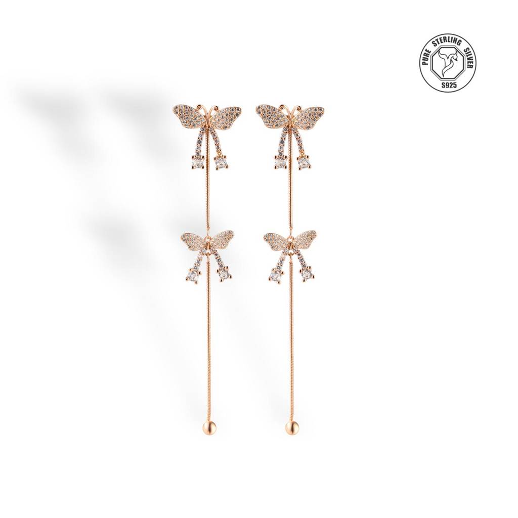 925 Sterling Butterfly Earrings : TRETL0045Rose