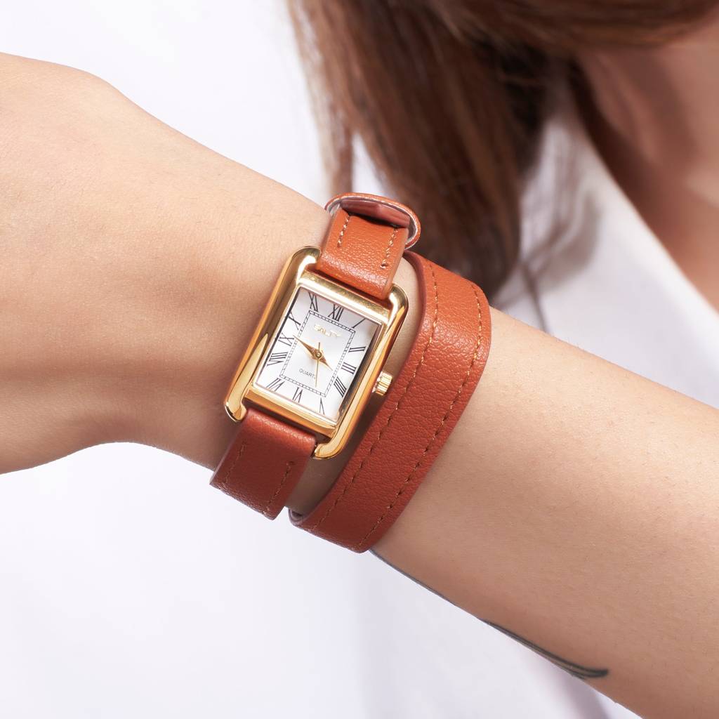 Vintage Muse Leather Strap Wrappable Watch : WT-S-0022-BR-WH
