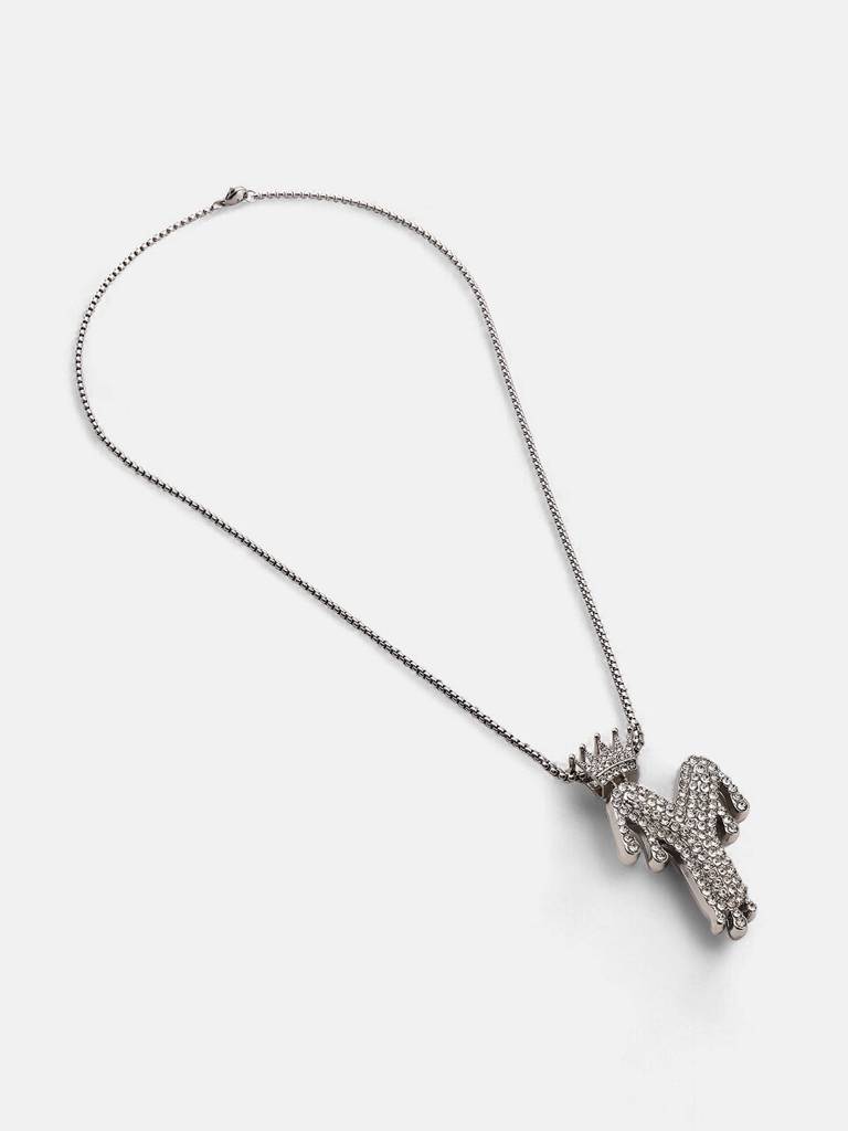 Men'S The Drip Alphabet Pendant Necklace - Metallic Silver : FANC1096-Y