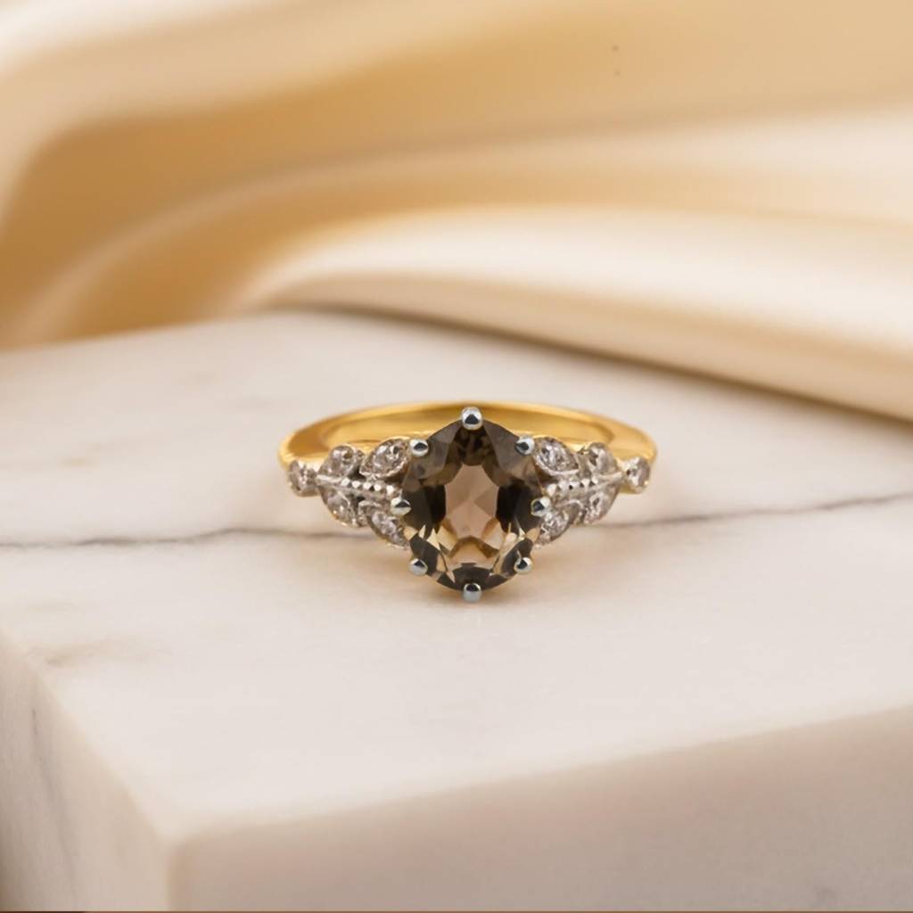 Silver Morganite Oval Halo Ring : ZLR-1198-10