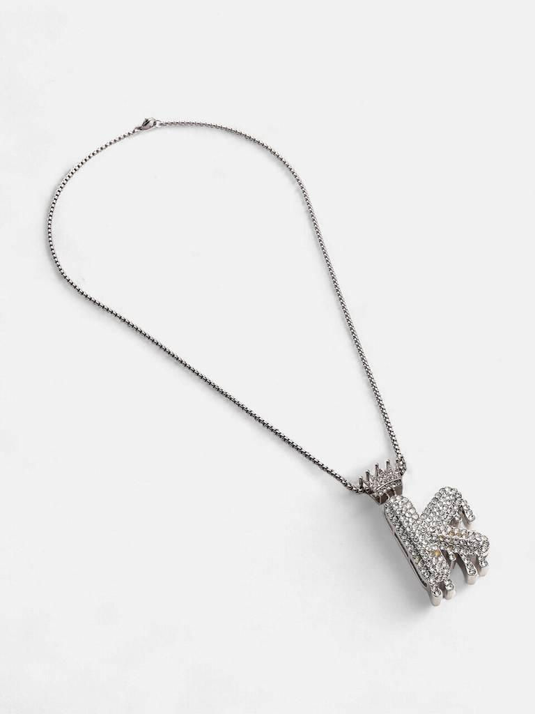 Men'S The Drip Alphabet Pendant Necklace - Metallic Silver : FANC1096-K