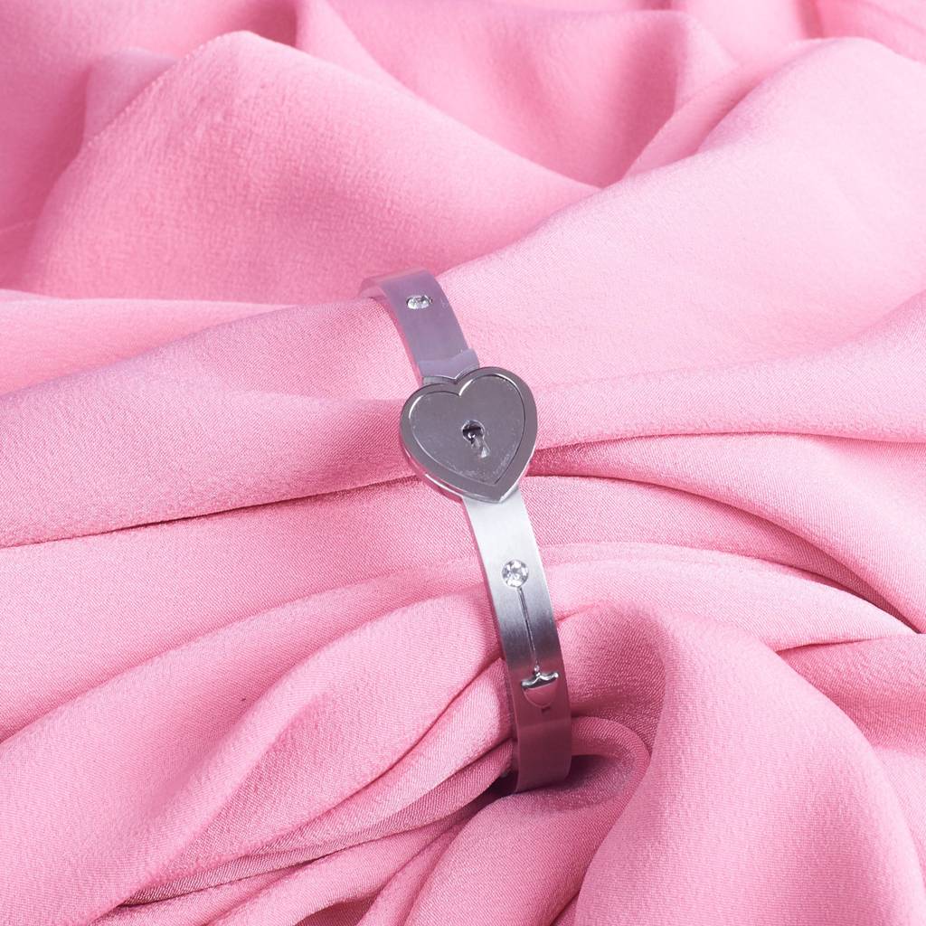 Silver Lock And Key Love Bracelet And Necklace Set : BN24336-S