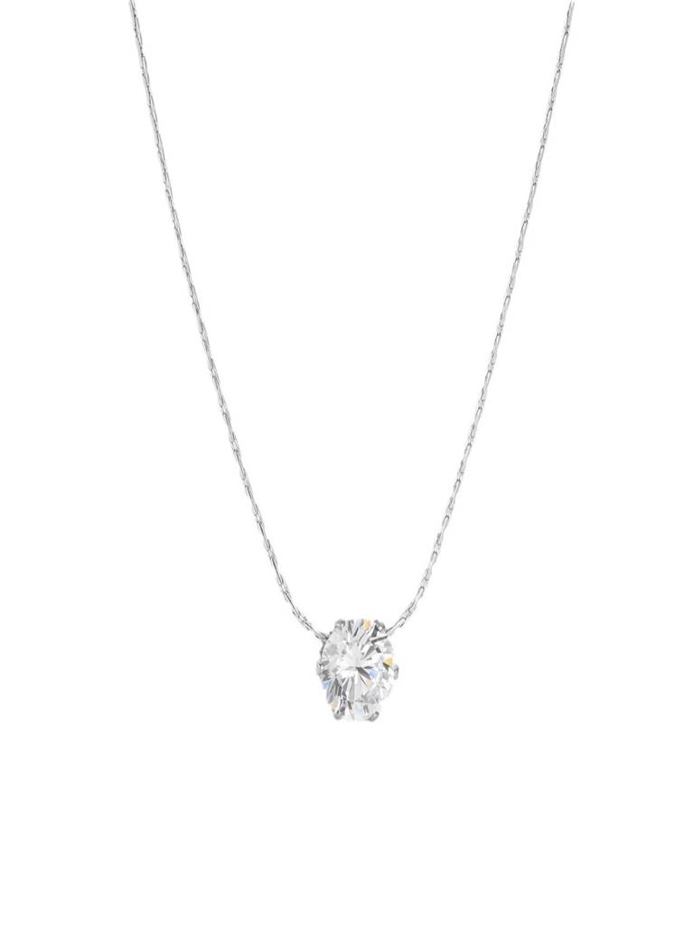 Minimal Single Zircon Thin Chain Necklace 18K Plated Anti-Tarnish : AHM0126N713S