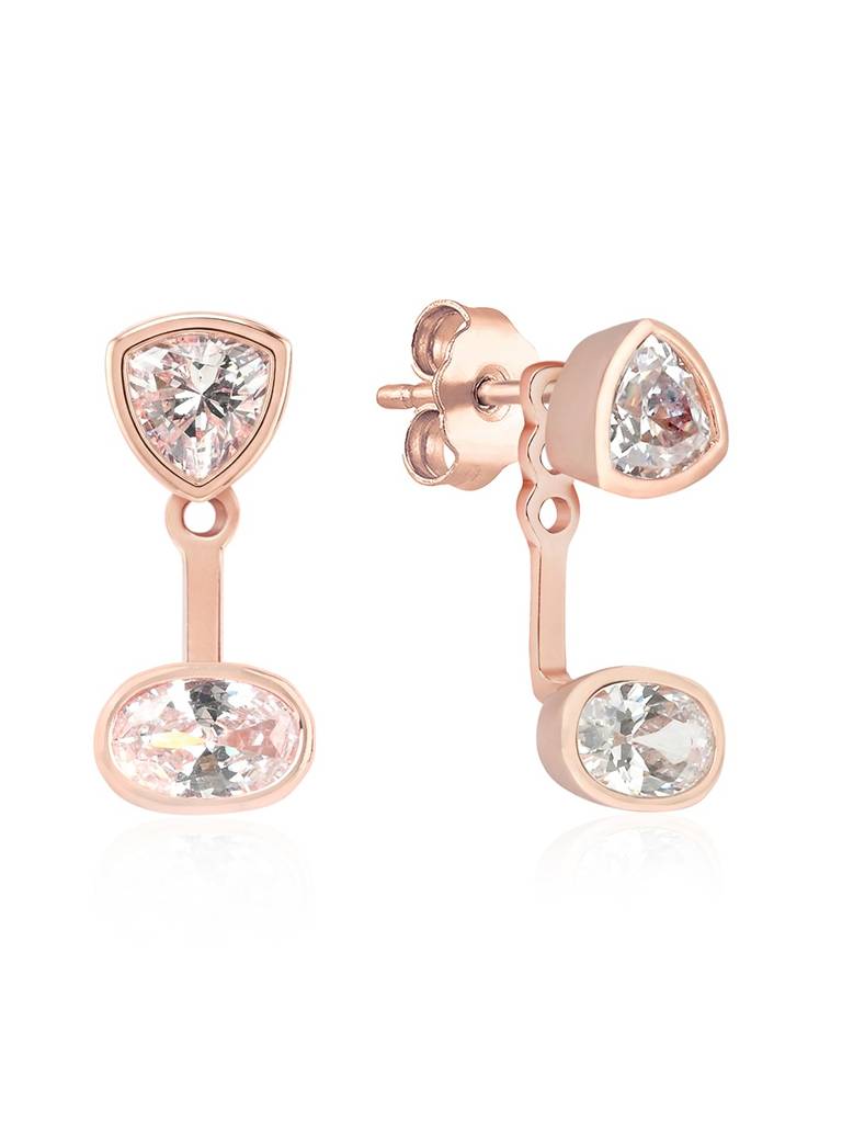 Pure 925 Silver Rose Dual-Stone Earrings : KBER2804