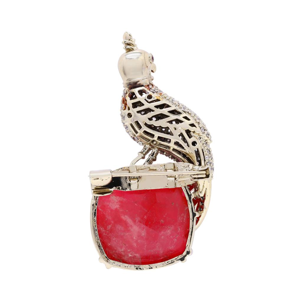 Antique Gold Finish Diamond Royal Bird Unisex Brooch : 900001
