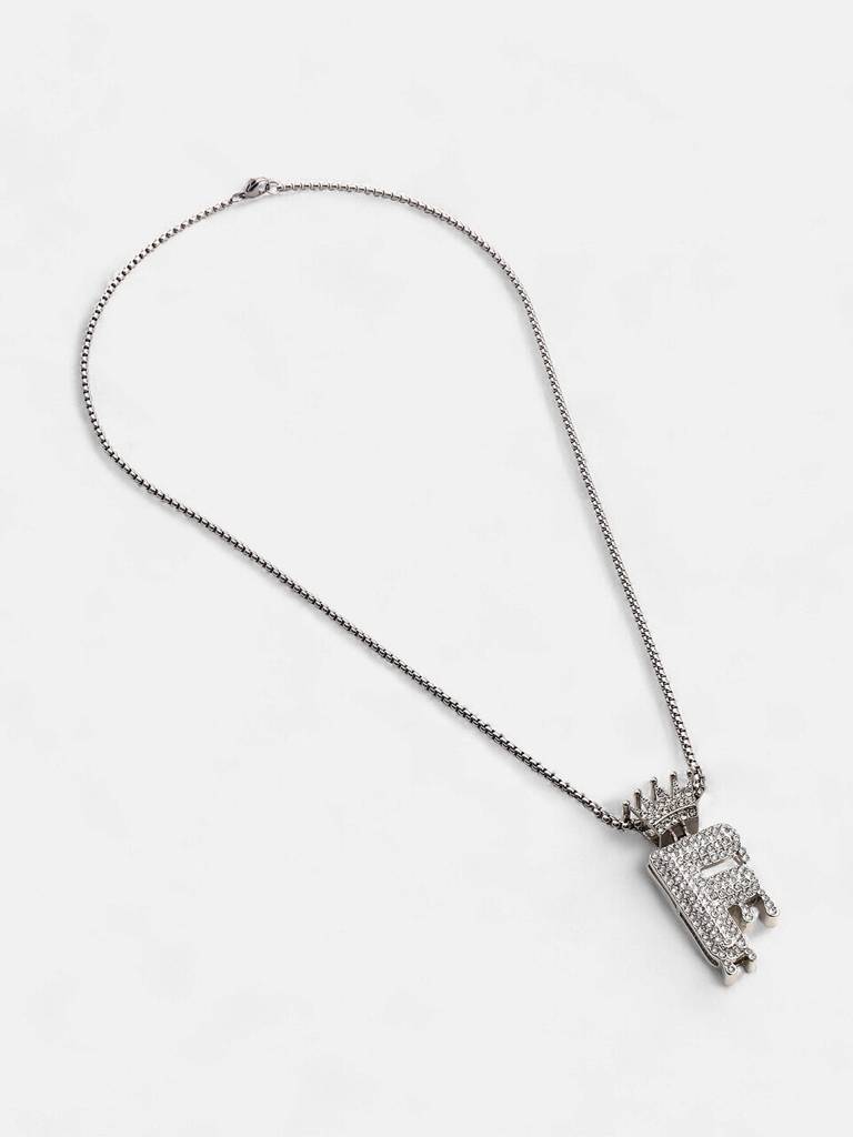 Men'S The Drip Alphabet Pendant Necklace - Metallic Silver : FANC1096-F
