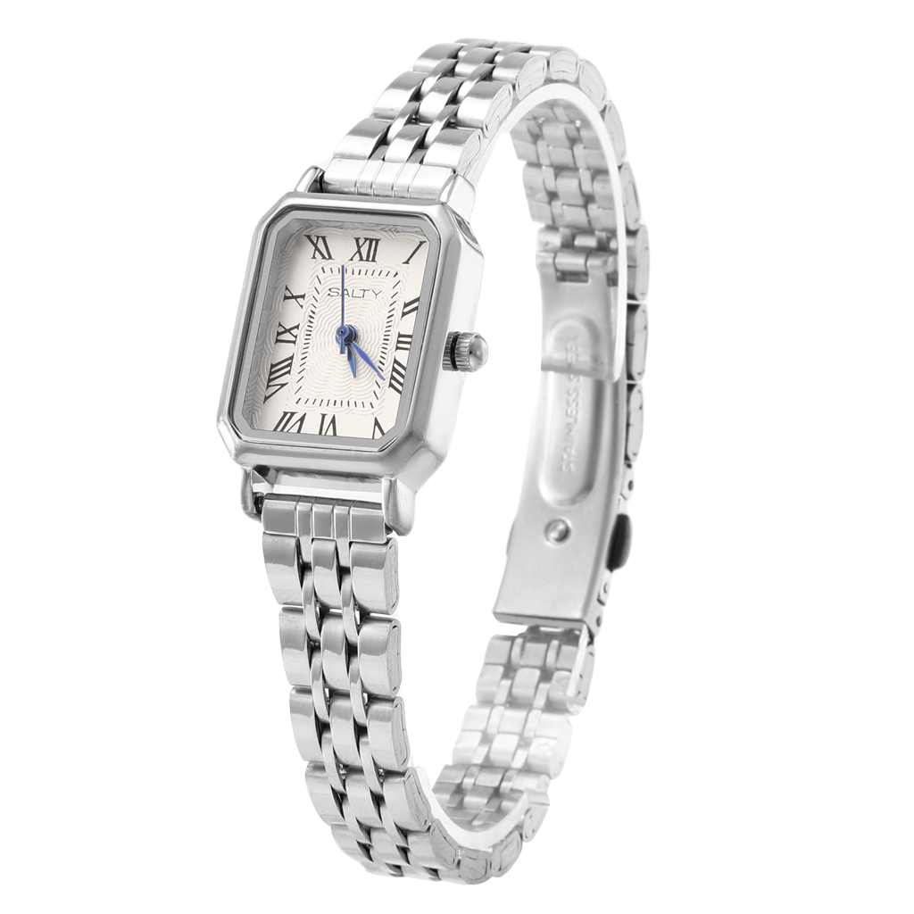 White Dial Silver Quartz Watch For Women : WT-S-0001-S-WH