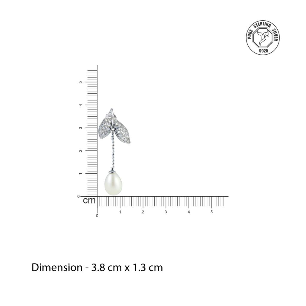 Pearl Whisper Leaf Drops : TREBJX0019Silver