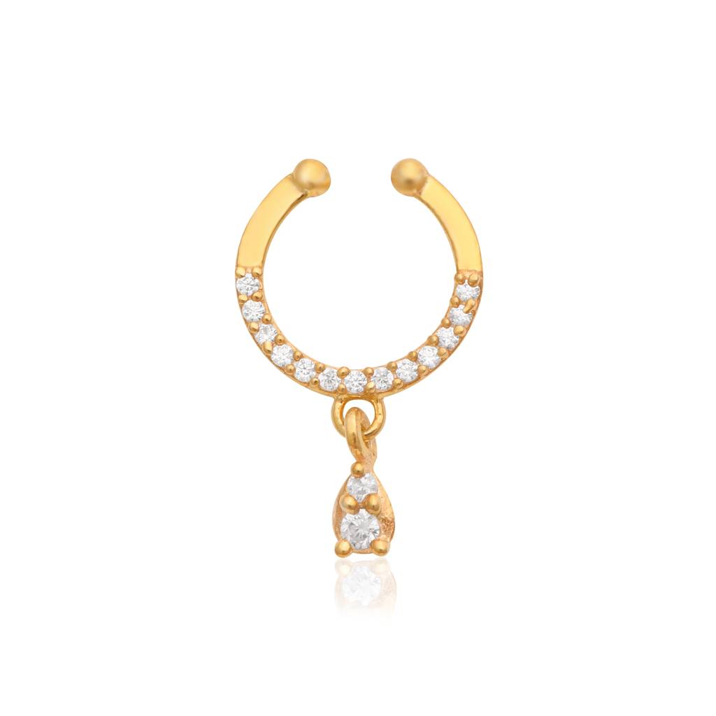 Yellow Plated Cz Septum Nose Ring 925 Sterling Silver : snp-0009