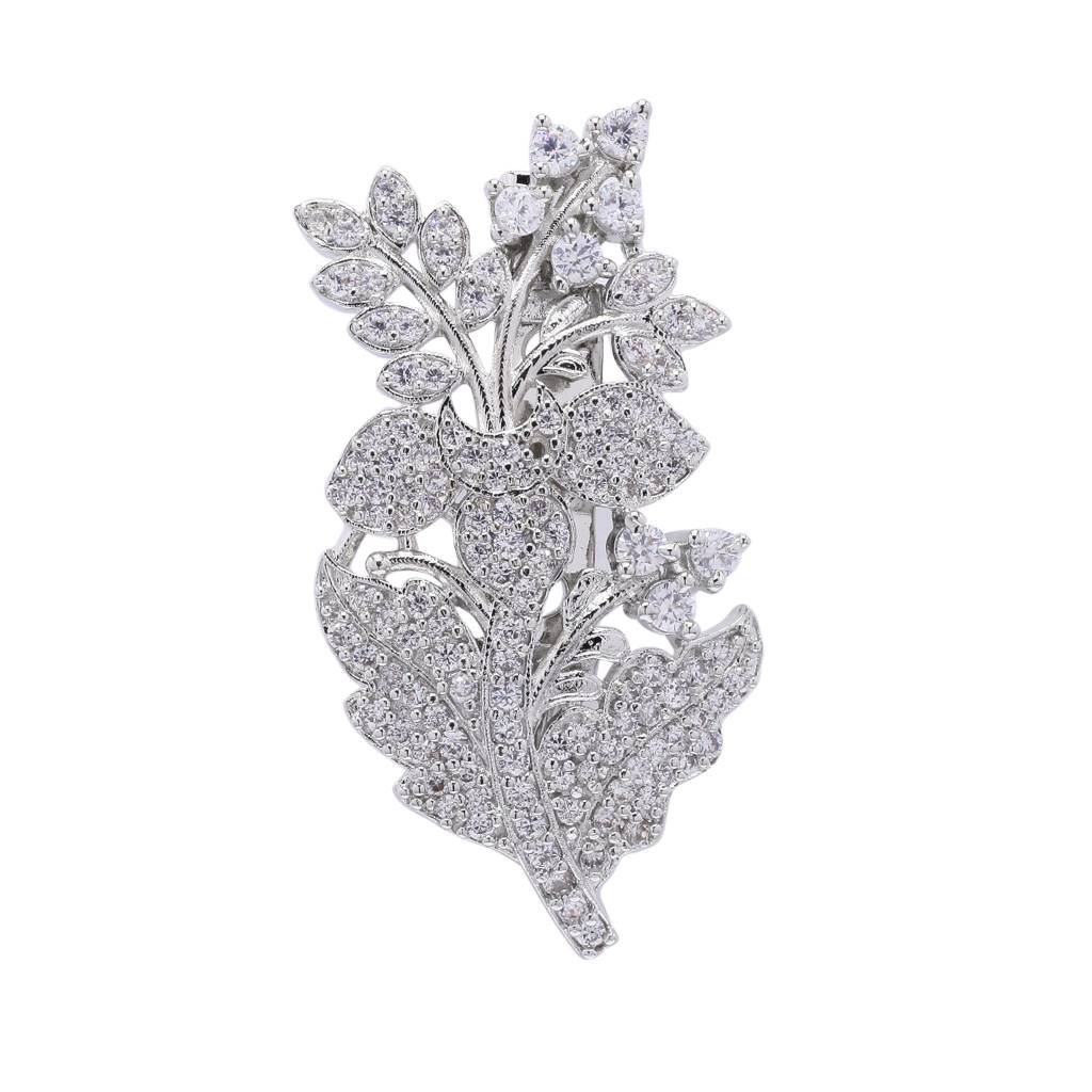 Diamond Studded Intricate Floral Unisex Brooch For Men And Women : 900017