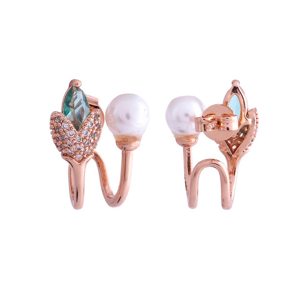 Blossom Aqua Pearl Stud Earrings : 8905124551983