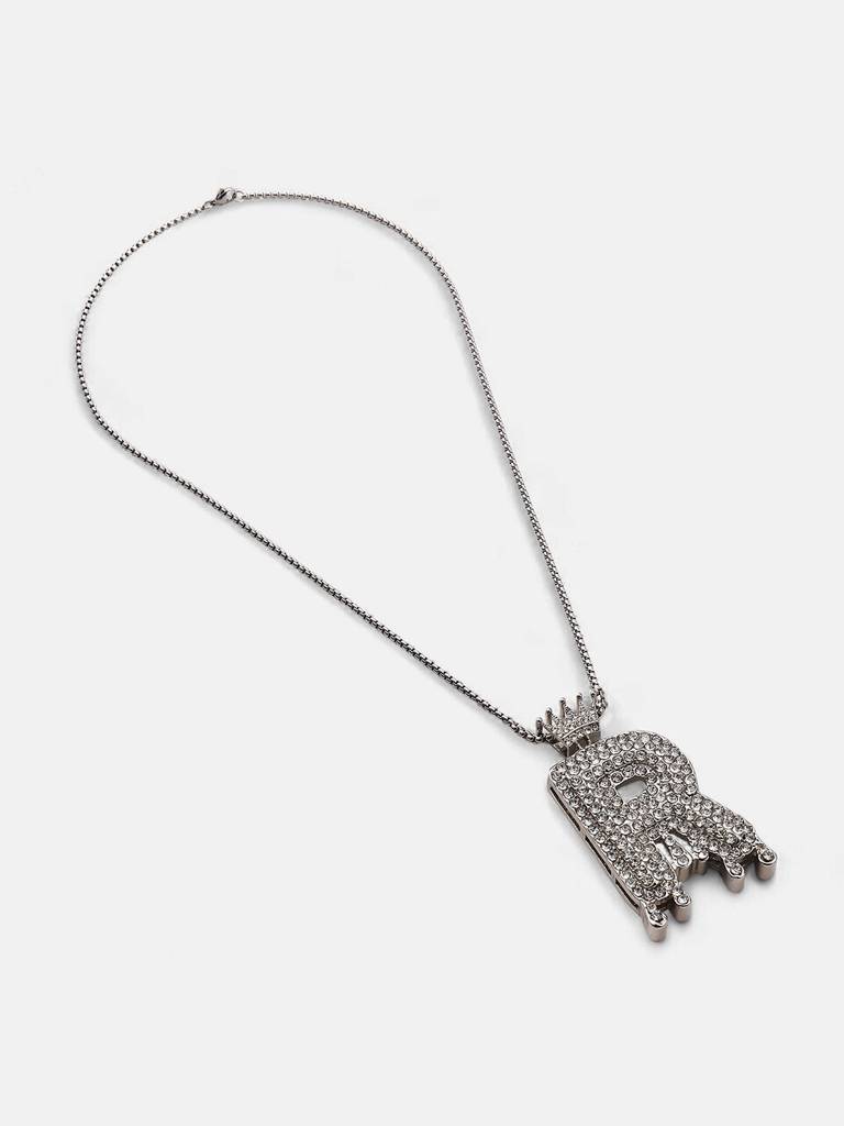 Men'S The Drip Alphabet Pendant Necklace - Metallic Silver : FANC1096-R