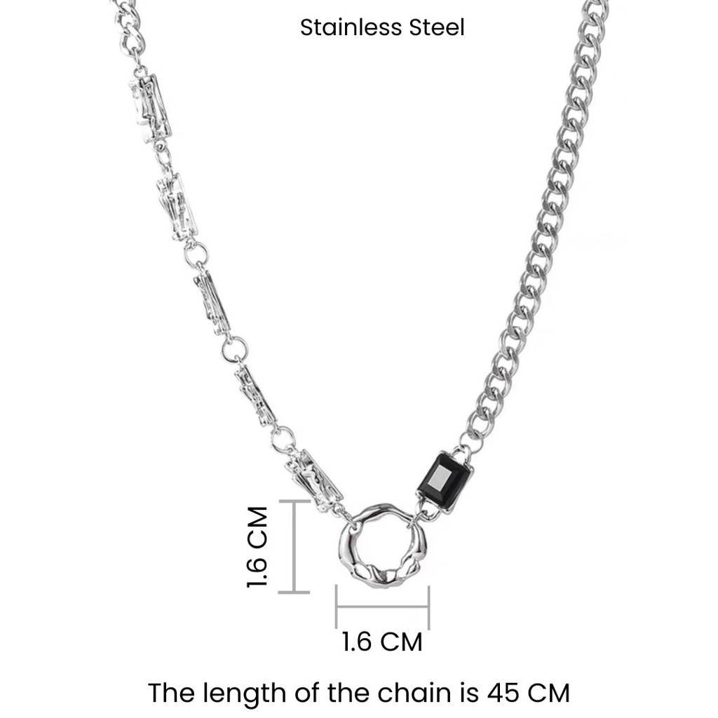 Dark Gemstone Glam Silver Chain : MN1S0927