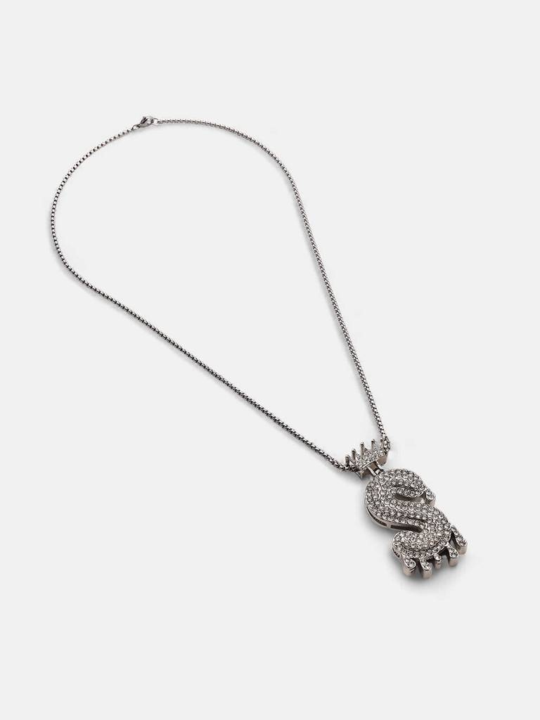Men'S The Drip Alphabet Pendant Necklace - Metallic Silver : FANC1096-S
