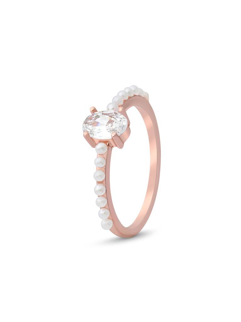 Oval Solitaire Pearl Ring : MVLR2864
