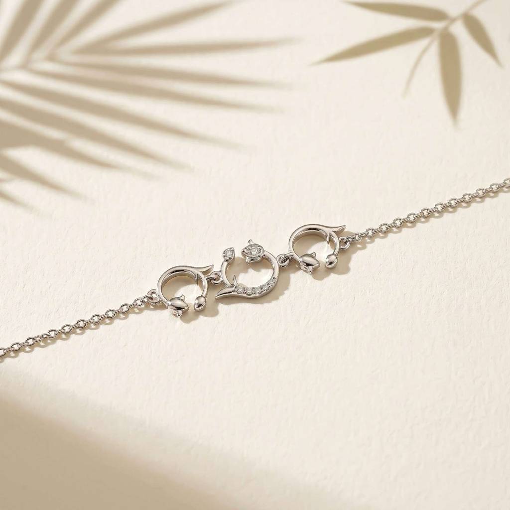 Silver Nature Floral Vine Bracelet : ZLBR-1081