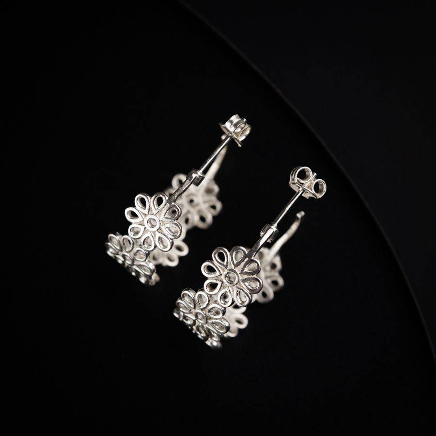 Filigree Silver Hoops (Flower) : 47500183