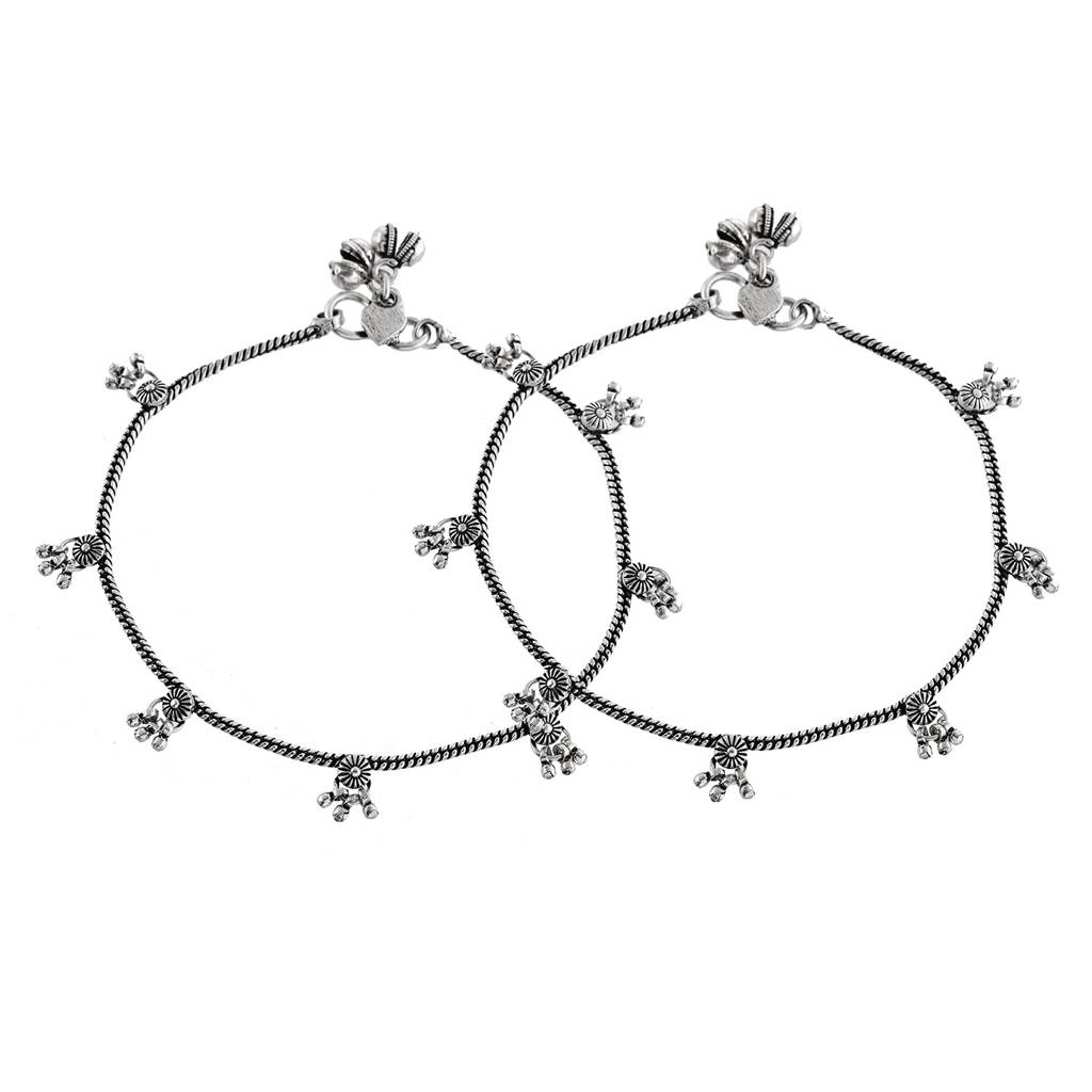 Antique Essentials Sanwariya Oxidised Anklet Set : 8905124554298