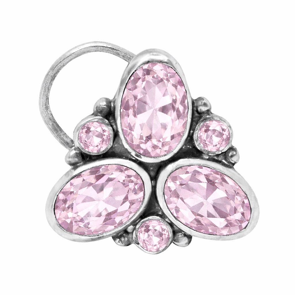 Pink Trio Gemstone Nose Pin 925 Sterling Silver : NP-00006