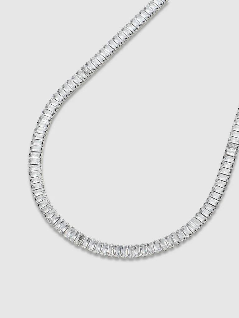 Men'S Geometric Stone Collar Necklace - Silver : FANC1084
