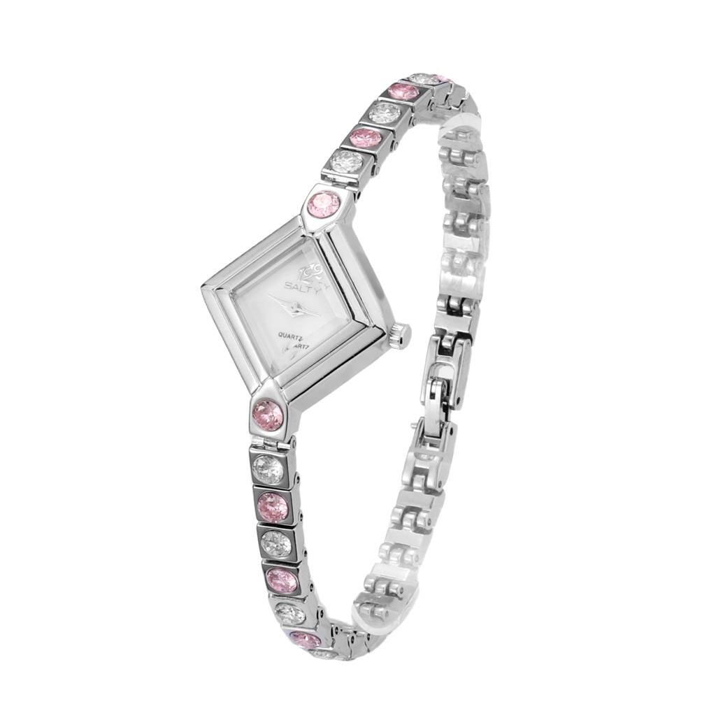 Diamond Dial Crystal Watch : WT-S-0014-S-PK-WH