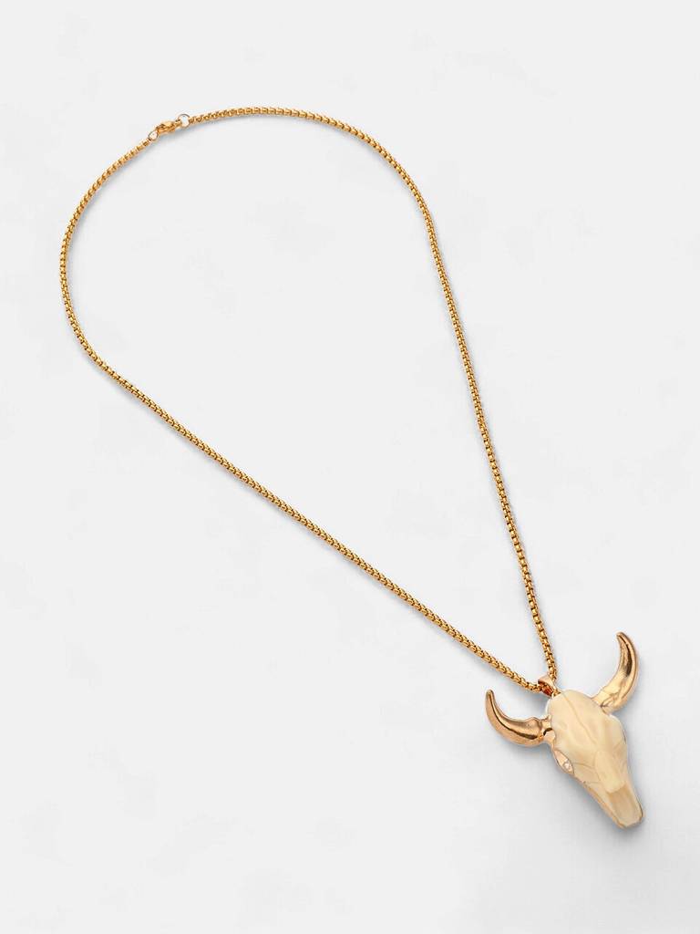 Men'S The Longhorn Pendant Necklace - Ivory White : FAPD1131