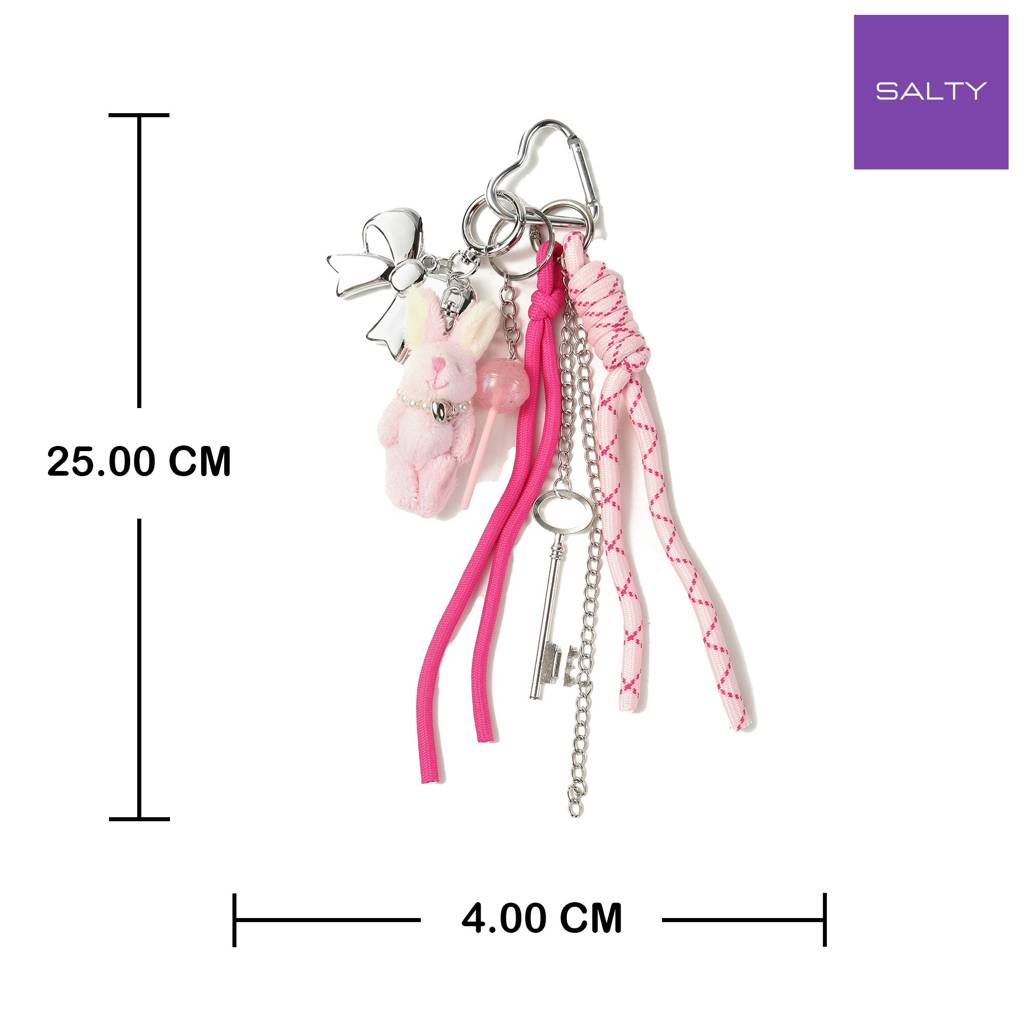 Pink Bunny Keyring Charm For Bags & Backpacks : C-BG-0012-PK