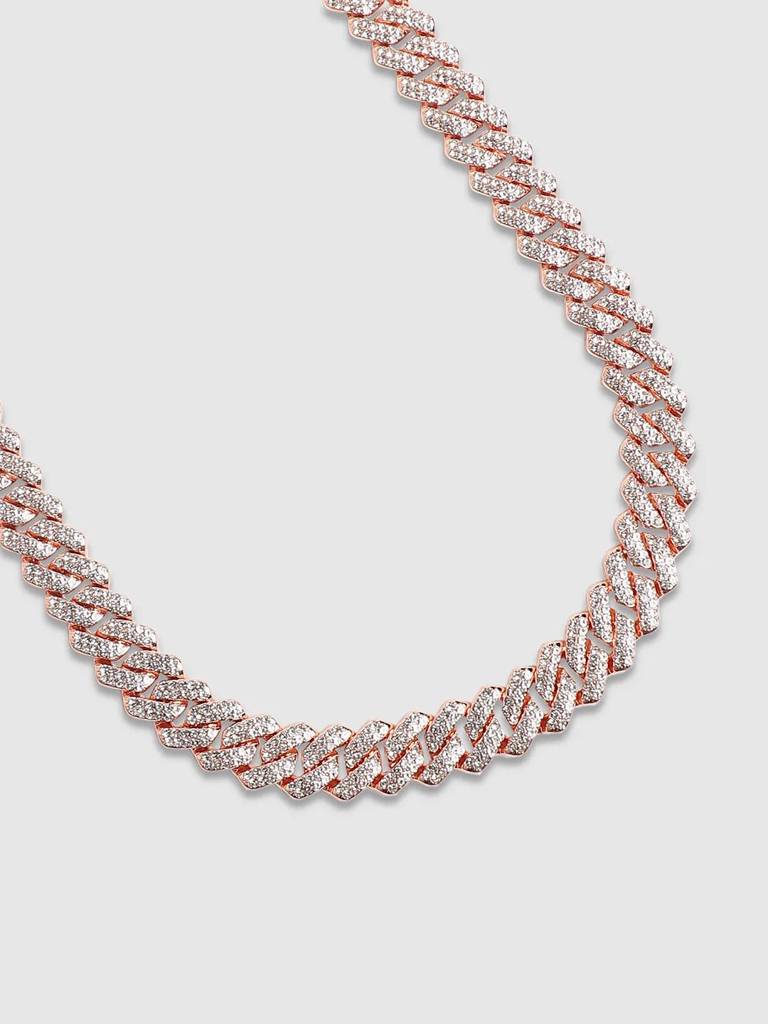 Men'S Embellished Criss-Cross Chain Necklace - Rose Gold : FANC1086