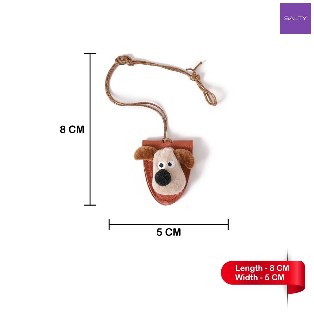 Cute Puppy Sunglasses And Scarf Holder Bag Charm : C-BG-0074-BR-WH