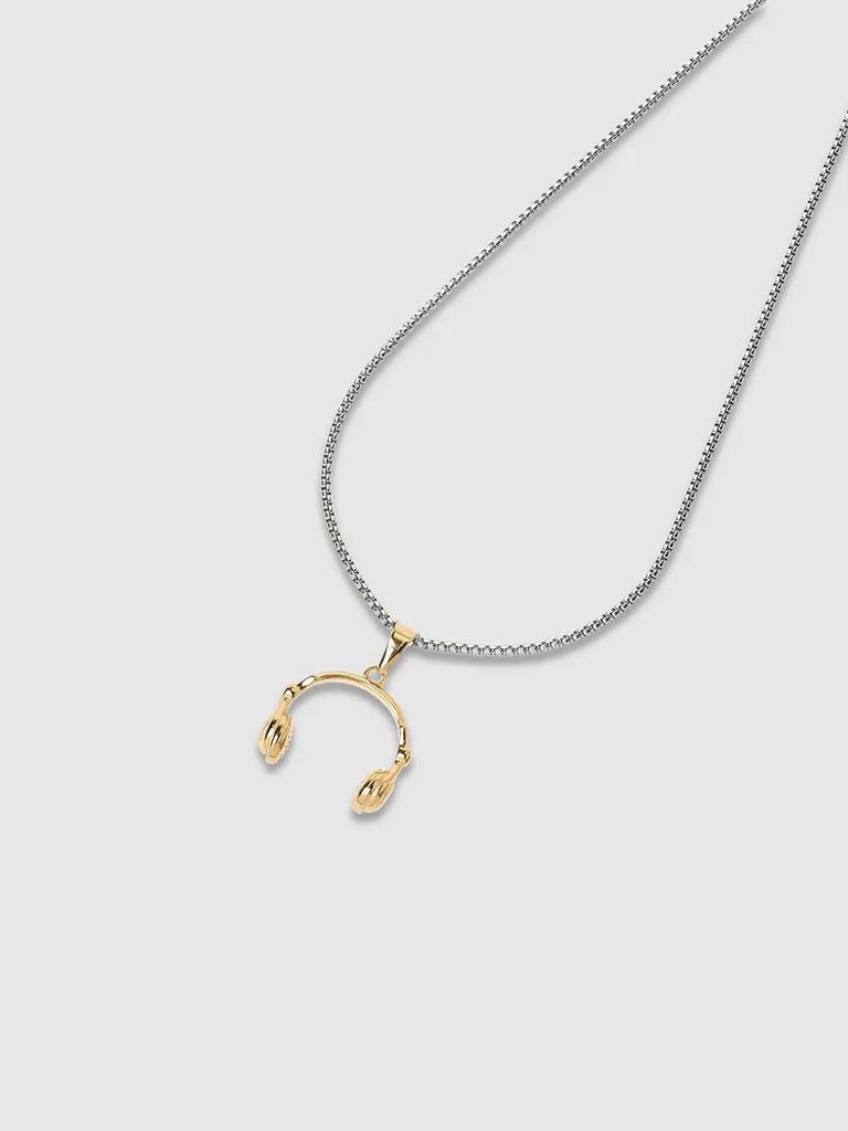 Men'S Headphone Pendant Necklace - Champayne Gold : FAPD1093